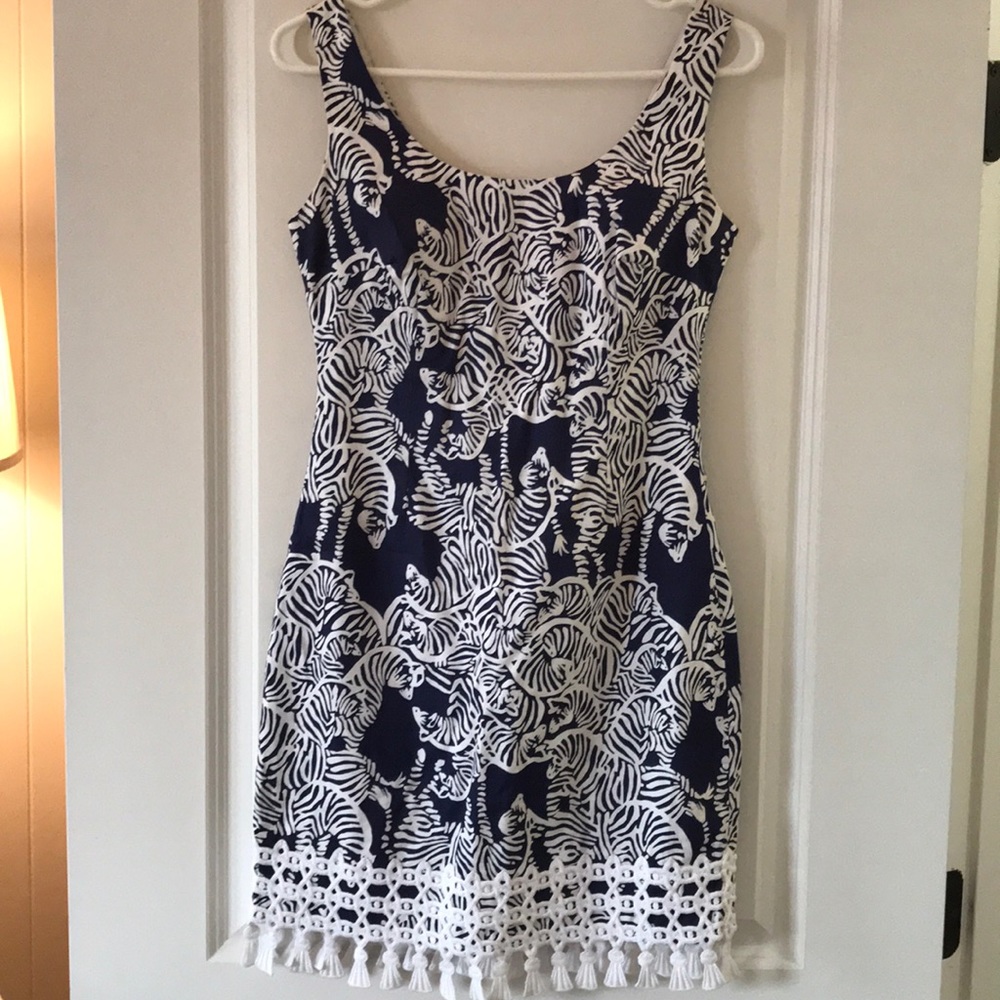 Lilly Pulitzer Navy Zebra Dress with Tassles